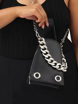 Женская сумка на цепочках из искусственной кожи, модная однотонная сумка на молнии, сумки через плечо, сумки через плечо в евро-американском стиле, женская сумка
