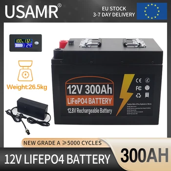 12V 300Ah Lifepo4 Аккумулятор Встроенный BMS Литий-Железо-Фосфатный Аккумуляторный Элемент Для Кемпинга На Открытом Воздухе Гольф-Кар Солнечный С Зарядным устройством