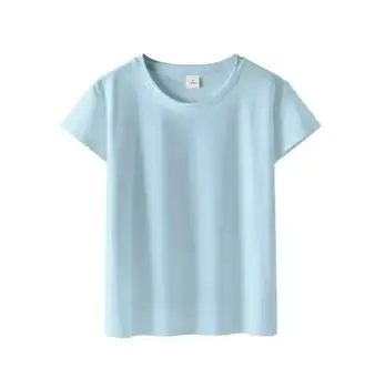 Однотонная женская футболка с коротким рукавом повседневного цвета