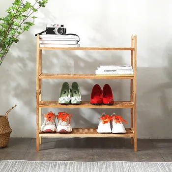 Оптовая продажа изделий из дерева в скандинавском минимализме, стеллаж для обуви из дерева катальпа, съемный многослойный стеллаж из массива дерева