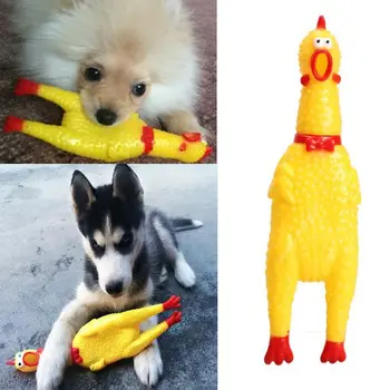 Забавная резиновая желтая милая игрушка для жевания собак, Кричащая Курица, Пищащая игрушка для домашних животных, Зоотовары