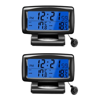 Универсальный электронный термометр 2шт, Двухтемпературные электронные часы, Автомобильный Световой Термометр для автомобиля без