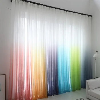 Тюлевые шторы градиентного цвета, вуаль для гостиной, фиолетово-серая ткань для обработки окон Cortinas