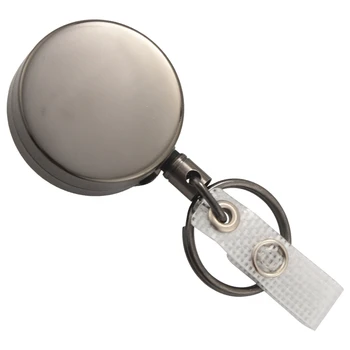 10 Упаковок сверхпрочного выдвижного держателя для бейджа, металлический держатель для удостоверения личности с зажимом для ремня, кольцо для ключей для именной карточки, брелок для ключей