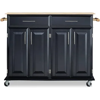 Кухонная тележка Homestyles с тележкой для хранения Dolly Madison, шириной 48,25 дюйма, черная