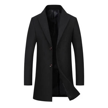 Модное новое шерстяное пальто, мужской однобортный модный мужской тренч, приталенное шерстяное пальто, повседневная мужская брендовая одежда