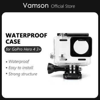 Водонепроницаемый чехол Vamson для Go Pro Hero 4 3 + черный для спортивной экшн-камеры Gopro, аксессуар для серфинга и дайвинга VP605