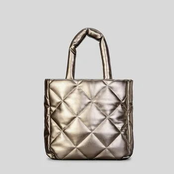 Модная стеганая сумка-тоут с подкладкой, дизайнерские женские сумки, роскошные сумки через плечо из искусственной кожи, пухлый кошелек Qinter 2023