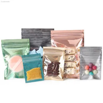 100шт Прозрачная пластиковая сумка с застежкой-молнией из майларовой фольги для рисования, плоские самоуплотняющиеся упаковочные пакеты для продуктов питания, подарков, закусок, чая