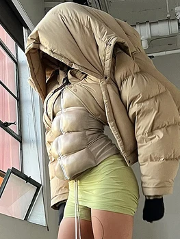 Женский короткий пуховик с вырезом лодочкой, стеганый жилет без бретелек, зимняя повседневная куртка с подкладкой без спинки, пальто