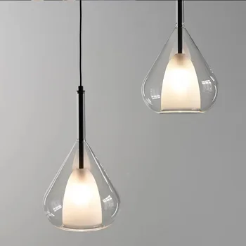 Подвесные светильники из двойного стекла Итальянское минималистичное коническое ресторанное освещение E27 Подвесные светильники из матового внутреннего стекла