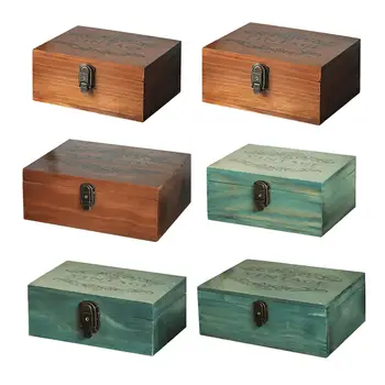 Деревянный ящик для хранения с крышкой, Коробка для безделушек, Декоративный Запирающийся органайзер памяти