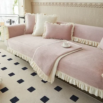 Сплошной цвет, Ультрамягкие Плюшевые подушки, лист Лотоса, современная ткань для подушки для сидения, домашнее Противоскользящее полотенце для диванной подушки