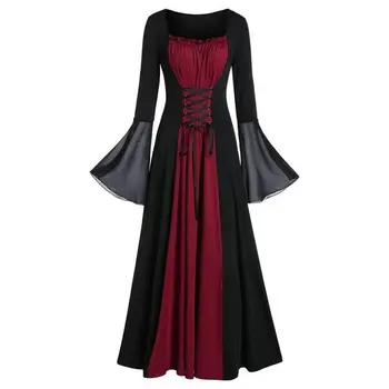 Женское платье вампира средневекового Возрождения на Хэллоуин, винтажный косплей, пиратский костюм, карнавальное платье ведьмы, вечеринка