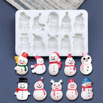 Рождественская силиконовая форма для шугаринга в виде снеговика, форма для выпечки кексов, инструменты для украшения торта из помадки