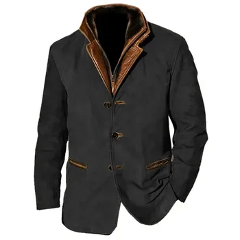 Мужские повседневные куртки в стиле ретро, рабочие куртки для тяжелой промышленности, осень-зима, куртки с двойным воротником на молнии и пуговицах, Ropa Hombre
