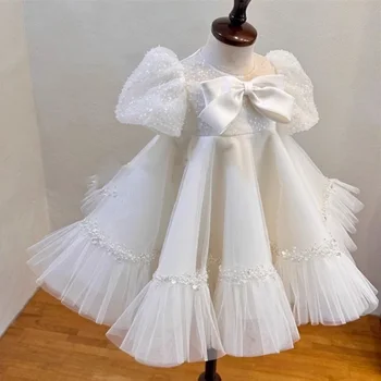 Высококачественное платье для девочек, летнее детское платье-пачка принцессы с блестками, расшитое бисером, для вечеринки по случаю дня рождения, детская одежда