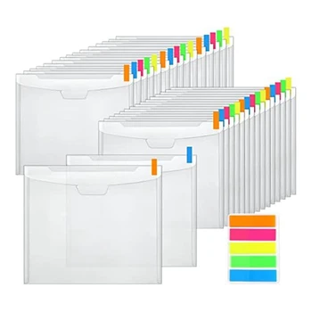 36 шт. Пластиковое хранилище для бумаги для вырезок с пряжкой и 100 шт. разноцветных липких вкладок для бумаги размером 12x12 дюймов