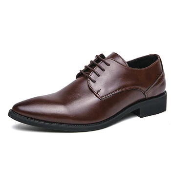 Классические туфли-дерби в стиле ретро, мужская деловая одежда, Офисная Кожаная обувь на плоской подошве, мужская мода, Оксфорды для свадебной вечеринки, Официальная обувь Большого Размера