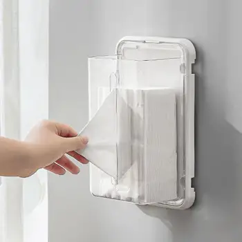 Магнитная коробка для салфеток без перфорации, Креативная Настенная коробка для хранения бумажных полотенец, Органайзер для бумаги на кухне и в ванной комнате