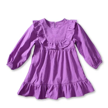 Для маленьких девочек 2-8 лет, милое фиолетовое платье трапециевидной формы на весну-осень, вечерние платья с длинными рукавами, детское элегантное платье принцессы