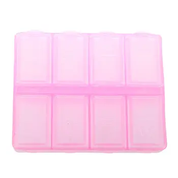 Пластиковая прямоугольная коробка с 8 отделениями для таблеток на 7 дней, розовая