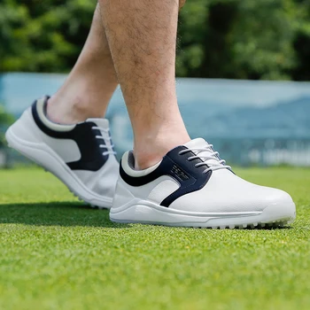 Мужская обувь для гольфа, водонепроницаемая кожаная спортивная обувь для гольфистов, кроссовки для гольфа со шнуровкой, удобная прочная и мягкая обувь для гольфа при ходьбе