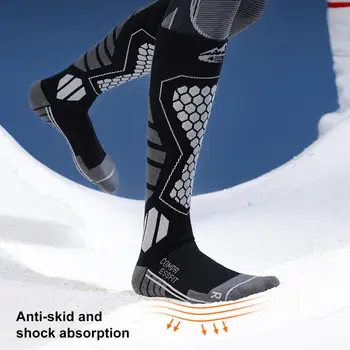 Компрессионные лыжные носки Зимние шерстяные длинные лыжные носки Профессиональная компрессия для мужчин и женщин Быстросохнущее спортивное снаряжение для активного отдыха Термальность
