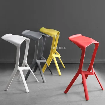 Современный пластиковый барный стул, минималистичные барные стулья, высокий стул, одиночный барный стул, стулья для стойки регистрации, стул для укладки на открытом воздухе для кухни