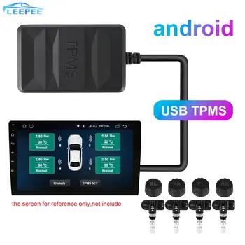 LEEPEE USB TPMS Android TPMS для Автомобильного Радио DVD-Плеера Запасная Шина Внутренний Внешний Датчик Система Контроля Давления В шинах