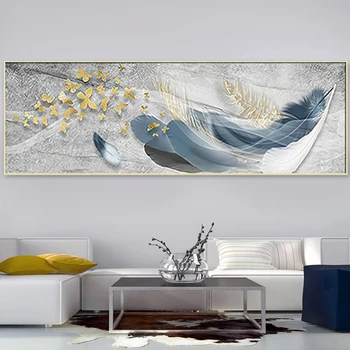 Современная абстрактная живопись с развевающимися перьями На холсте, печать плаката в скандинавском стиле, настенная художественная картина для гостиной, домашний декор, Бескаркасная