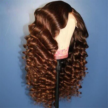 Еврейские парики с шелковым верхом глубокой волны, кошерные парики с двойной вытяжкой, Кошерные Европейские парики из человеческих волос для женщин, Темно-коричневый парик 150 плотности