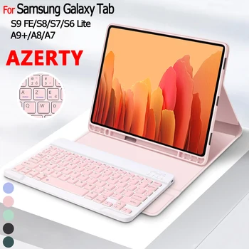 Чехол-клавиатура AZERTY для Samsung Tab A9 + A9 Plus A8 10,5 A7 10,4 Tab S9 FE S8 X700 S7 T870 11 S6 Lite 10,4 Французская клавиатура