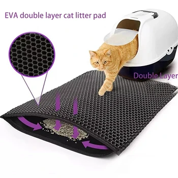 Двухслойный коврик для кошачьего туалета EVA, Водонепроницаемый нескользящий фильтр для умывальника с песком, Моющийся матрас для котенка, собаки, Коврик для пола, принадлежности для уборки домашних животных