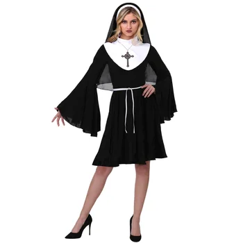 Пасхальный Пурим, костюм на Хэллоуин для леди, монастырская монахиня, костюмы Средневековой религиозной Грешной сестры, косплей, необычное праздничное платье