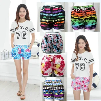 Разноцветные спортивные шорты для женщин, Пляжные брюки, Плавки, Летние брюки