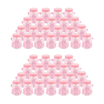 48 X детских бутылочек Мини-бутылочка для новорожденных 4x9 см Горный хрусталь Розовый Медведь Подарок для Новорожденной Девочки Крещение Ребенка
