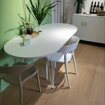 Белый Современный Кухонный Стол Овальной формы В минималистичном стиле Для кабинета Простые Обеденные Столы В Скандинавском стиле Mesas De Jantar Small Furniture HD50CZ