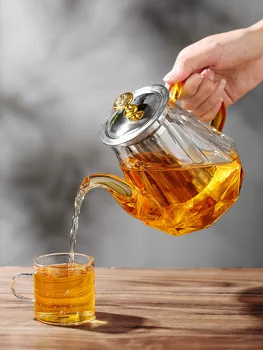 Стеклянный чайник с заваркой, Термостойкий контейнер для цветочного чая, травяной горшок, прозрачный чайник для домашнего кофе, Стеклянная чайная посуда