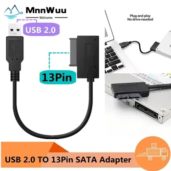 Адаптер-конвертер USB 2.0 на Mini Sata II 7 + 6 13Pin, устойчивый кабель для ноутбука, CD / DVD ROM, тонкий привод, жесткий диск, USB SATA адаптер