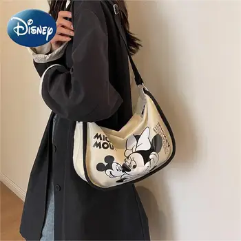 Женская сумка Disney Minnie Mouse, роскошная дизайнерская сумка через плечо, холщовая сумка для студентов колледжа, женская Большая емкость, портативная