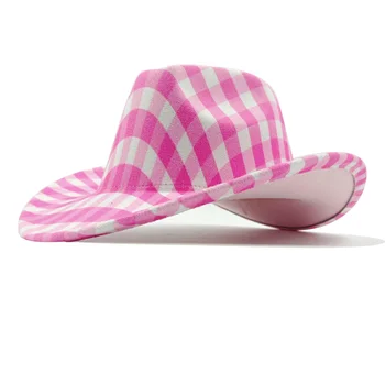 Розовая ковбойская шляпа, Джентльменская мода, Новая женская Джазовая ковбойская шляпа, широкополая накидка, Милое Сомбреро