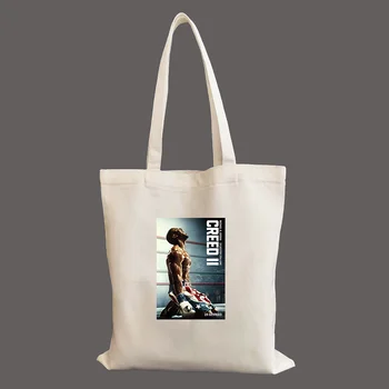 Боксерский плакат Creed, Персонализированная холщовая сумка на заказ, повседневная хозяйственная сумка, Индивидуальная сумка-тоут Большой емкости, женская холщовая сумка