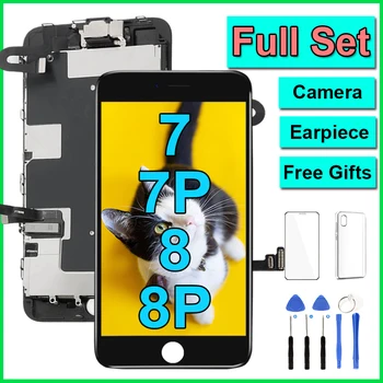 Полный комплект дисплея для iPhone 7 8 Plus 7P 8P ЖК-экран Сенсорный дигитайзер в сборе Полная замена Pantalla + Фронтальная камера + Инструменты