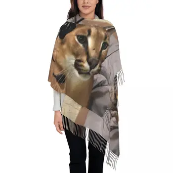 Большой шарф с принтом на заказ, мужские и женские зимние осенние теплые шарфы, забавные шали с каракалевыми кошками, обертывания