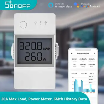 Sonoff POW Elite Измеритель мощности 16A/20A Smart Switch Чип ESP32 Защита ЖК-экрана От перегрузки Через eWeLink Alexa Google Home
