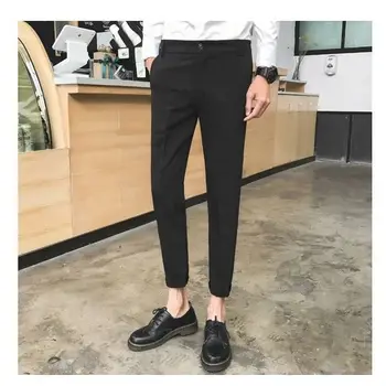 Мужские весенне-осенние модные деловые повседневные длинные брюки без каблука, костюмные брюки, мужские эластичные прямые официальные брюки плюс большой размер A05