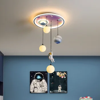 Люстра астронавта лампа для детской комнаты подвесные светильники для спальни подарок для мальчиков и девочек современная простая креативная подвеска в виде луны
