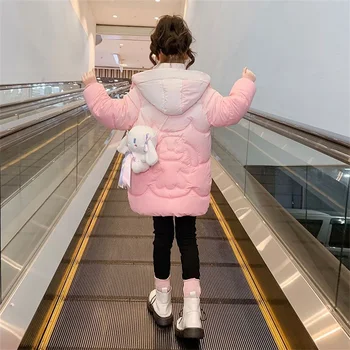Зимняя новая детская пуховая куртка, модное теплое пуховое пальто для девочек, непромокаемое толстое пальто с капюшоном для детей среднего и крупного возраста