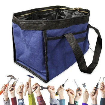 14-дюймовая сумка для переноски, сумка для инструментов из ткани Оксфорд большой емкости, сумка для инструментов на молнии с боковыми карманами, аксессуары для кемпинга, сумка электрика
